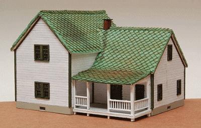 GCLaser 346 N Scale Farm House - Kit (Laser-Cut Wood) -- 3 x 2-7/8 x 2-1/2" 7.6 x 7.3 x 6.4cm