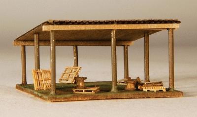 GCLaser 5296 Z Scale Open Storage Shed - Kit (Laser-Cut Wood) -- 1-5/32 x 1-5/32 x 5/8"
