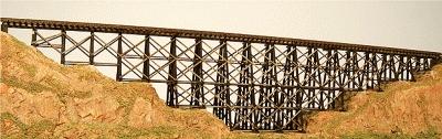 GCLaser 5388 Z Scale Wood Trestle - Kit (Laser-Cut Wood) -- 14-5/8 x 3-1/16 x 3" 37.1 x 7.8 x 7.6cm (Includes Underframing Below Bents)