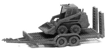 GHQ 53007 N Scale Construction Equipment (Unpainted Metal Kit) -- Bobcat Skid Steer Loader w/Utility Trailer