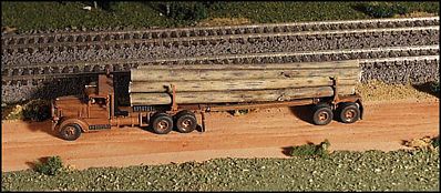 GHQ 56008 N Scale American Truck - (Unpainted Metal Kit) -- 1941 344 Tractor w/Logging Trailer