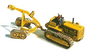GHQ 61004 HO Scale Construction Equipment (Unpainted Metal Kit) -- 1940s D8/8R Crawler Tractor w/Logging Arch & Operator Figure