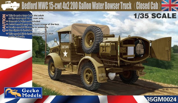 Gecko Models 350024 1/35 Bedford MWC 15cwt 4x2 200 Gallon Water Bowser Truck Closed Cab