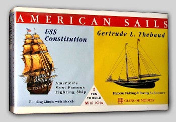 Glencoe Models 3303 American Sails: 1/400 USS Constitution Frigate & 1/250 Gertrude L. Thebaud Fishing Schooner
