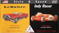 Glencoe Models 3608 Style & Speed: 1/72 Buick LeSabre Concept Car & 1/60 Classic Indy Racer