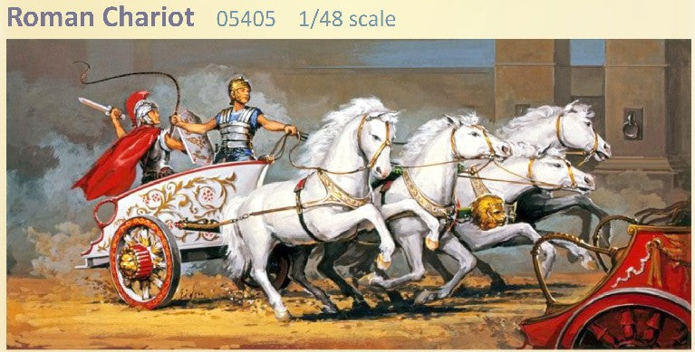 Glencoe Models 5405 1/48 Roman Chariot w/4 Horses & 2 Charioteers