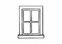 Grandt Line 25 O Scale Four-Pane Window -- Inside Hung Outfit pkg(4)
