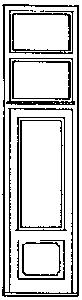 Grandt Line 3626 O Scale Commercial Strefront Door w/Rectangular Window & Double Transom -- Single Door 33 x 12"