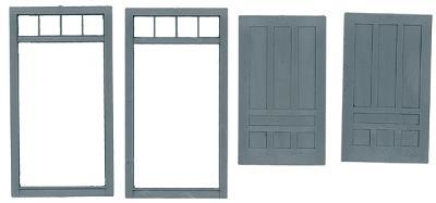 Grandt Line 3631 O Scale Door & Frame -- Wide; 7 Panel w/Frame & Transom 49 x 87" pkg(2)