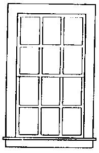 Grandt Line 3701 O Scale Double-Hung Windows -- 12-Pane - Scale 36 x 64" 91.4 x 163cm pkg(4)
