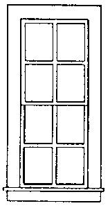 Grandt Line 3703 O Scale Double-Hung Windows -- 8-Pane - Scale 27 x 64" 68.6 x 163cm pkg(4)