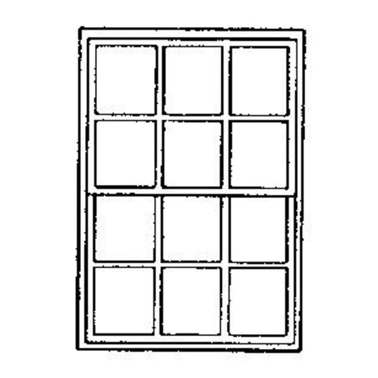 Grandt Line 3704 O Scale Double-Hung Windows -- 12-Pane - Scale 36 x 56" 91.4 x 142cm pkg(4)