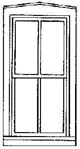 Grandt Line 3720 O Scale Double-Hung Windows -- Four-Pane, Scale 33 x 65" 83.8 x 165cm pkg(4)