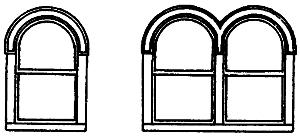 Grandt Line 3746 On3 Scale Roundtop Windows -- 2 Sets: Two-Pane Single and Four-Pane Double