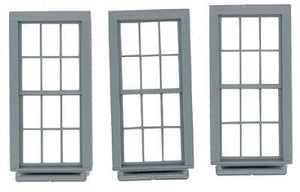 Grandt Line 3763 O Scale Double-Hung Windows -- 6-Over-6, Scale 38 x 86" 96.5 x 218cm pkg(3)