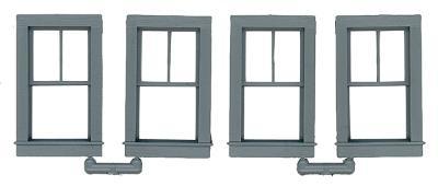 Grandt Line 3765 O Scale Double-Hung Windows -- 2-Over-1, Scale 28 x 48" 71.1 x 122cm pkg(4)