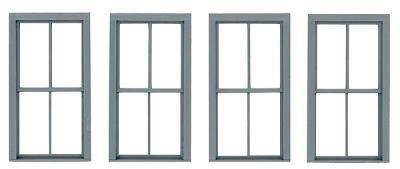 Grandt Line 3768 O Scale Double-Hung Windows -- 2-Over-2 - Scale 38 x 78" 96.5 x 198cm pkg(4)