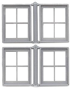 Grandt Line 3771 O Scale Masonry Windows pkg(4) -- 4-Pane, Scale 30 x 30" 76.2 x 76.2cm