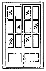 Grandt Line 5022 HO Scale Door -- 6' 9" Assay Office Double Door w/12-Pane Window