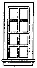 Grandt Line 5029 HO Scale Window -- Double-Hung, 8-Pane - Scale 27 x 64" 68.6 x 163cm pkg(8)