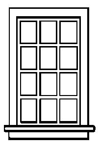 Grandt Line 5031 HO Scale Window -- Double-Hung, 12-Pane, Scale 36 x 64" 76.2 x 163cm pkg(8)