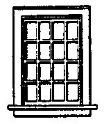 Grandt Line 5032 HO Scale Window -- Double-Hung, 16-Pane, Scale 36 x 52" 91.4 x 132cm pkg(8)