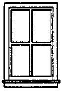 Grandt Line 5117 HO Scale Window -- Double-Hung, 4-Pane, Scale 36 x 64" 91.4 x 163cm pkg(8)