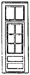 Grandt Line 5163 HO Scale 33" Door -- With Six-Pane Window & Transom