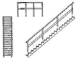 Grandt Line 5177 HO Scale 39-Degree "Wooden" Staircase -- With Open Risers