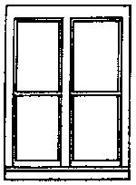 Grandt Line 5205 HO Scale Windows -- Four-Pane, Double Hung, Double, Scale 65 x 92" 165 x 234cm pkg(3)