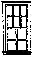 Grandt Line 5233 HO Scale Windows -- Double-Hung - Scale 32 x 70" 81.3 x 178cm pkg(8)