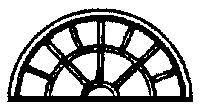 Grandt Line 5262 HO Scale Windows -- Half-Round 13-Pane pkg(6)