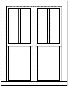 Grandt Line 5286 HO Scale Double-Hung Windows -- 2-Over-1, Scale 42 x 62" 107 x 157cm pkg(6)