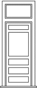 Grandt Line 5291 HO Scale Door w/Frame, Window & Transom -- Scale 34' x 6'10" 10.4 x 2.1m pkg(2)