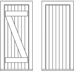 Grandt Line 5293 HO Scale Z-Braced Plank Door & Frame pkg(2) -- Scale 30 x 66" 76.2 x 168cm