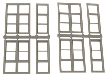 Grandt Line 5302 HO Scale Windows -- Double-Hung 30 x 88" & 3-Pane 64 x 88" pkg(4)
