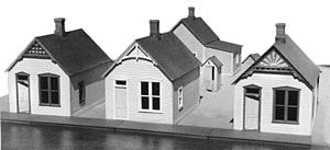 Grandt Line 5903 HO Scale Reese Street Rowhouses -- Kit - 10 x 5" 26.2 x 12.5cm pkg(3)