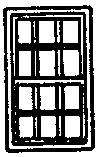 Grandt Line 8004 N Scale Windows -- Double-Hung, 12-Pane - Scale 5 x 8' 1.5 x 2.4m pkg(8)