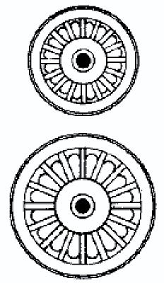 Grandt Line 8031 N Scale Circus Wagon Wheels -- Sunburst (2 Sets)