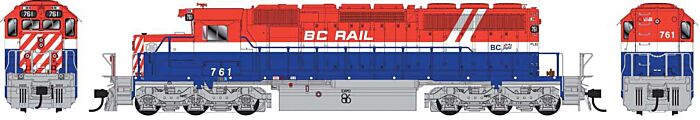 Bowser 25020 HO Scale GMD SD40-2 - LokSound & DCC - Executive Line -- British Columbia Railway #761 (Hockey Stick; red, white, blue)