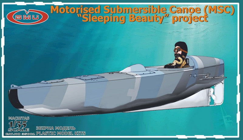 GMU Models 35001 1/35 WWII British Sleeping Beauty (MSC) Motorized Submersible Canoe (Boxed)