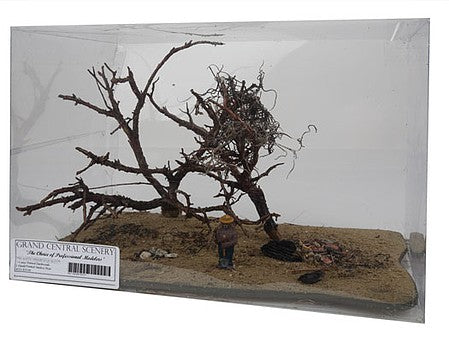 Grand Central Gems BT1 All Scale Burned Oak Trees with Smokey Bear Figure -- 2 Trees 6 - 8" 15.2 - 20.3cm Tall