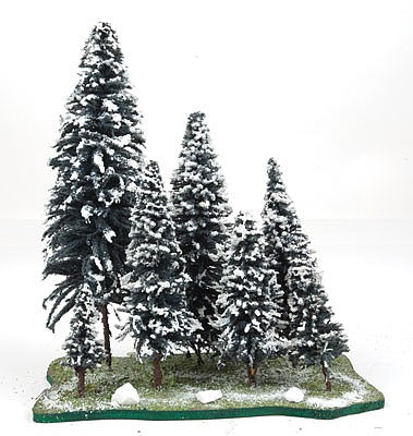 Grand Central Gems SSP All Scale Spruce Trees with Snow -- 7 Trees 3 - 9" 7.6 - 22.9cm Tall