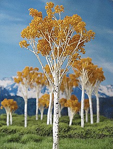 Grand Central Gems T16 All Scale Fall Aspen Tree -- 2 to 3" 5.1 to 7.6cm pkg(7)