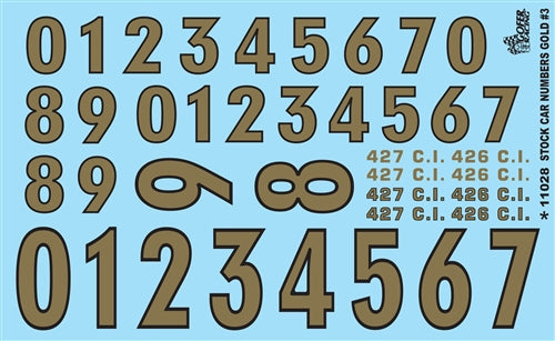 Gofer Racing 11028 1/24-1/25 Stock Car Numbers #3 (Gold)