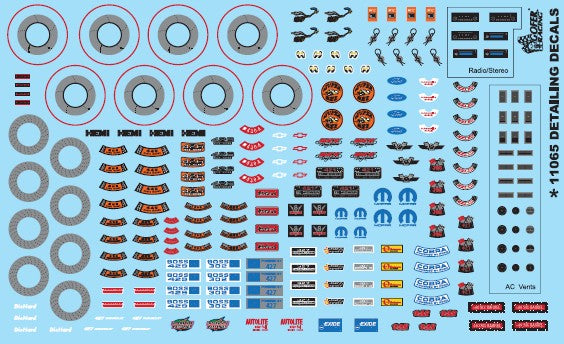 Gofer Racing 11065 1/24-1/25 Car Detailing Decals (Under the Hood, Brakes, AC Vents, Radio, etc.)