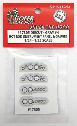 Gofer Racing 17305 1/24-1/25 Hot Rod Instrument Panel & Gauges Gray #4 (Diecut Plastic)