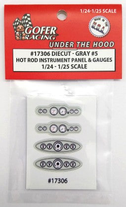 Gofer Racing 17306 1/24-1/25 Hot Rod Instrument Panel & Gauges Gray #5 (Diecut Plastic)