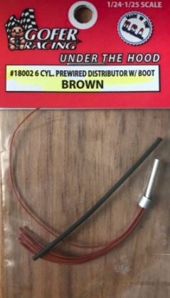Gofer Racing 18002 1/24-1/25 Brown 6-Cylinder Prewired Distributor w/Aluminum Plug & Boot