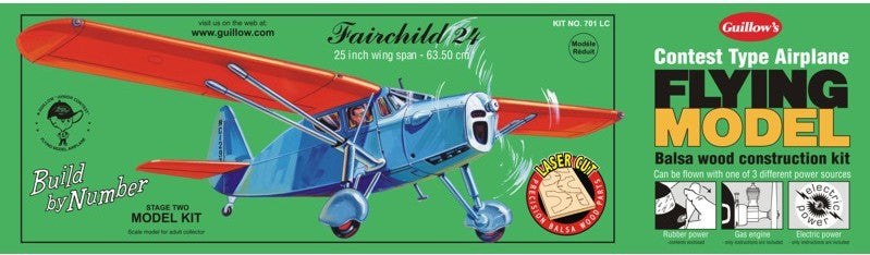 Guillows 701 25" Wingspan Fairchild 24 Laser Cut Kit